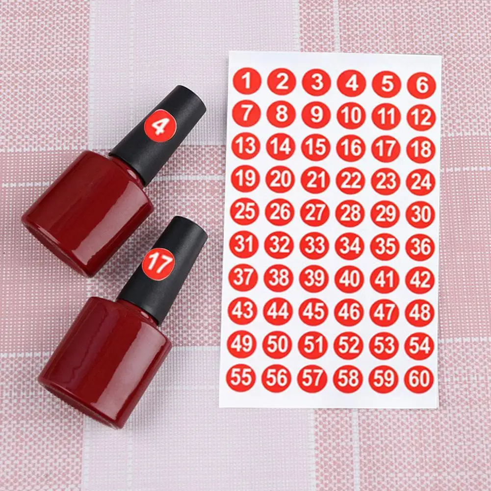 1-300 Stickers Round Number Red Digital Sticker Label Nail Polish Waterproof Self Adhesive Sticker Multifunction Bar Cup