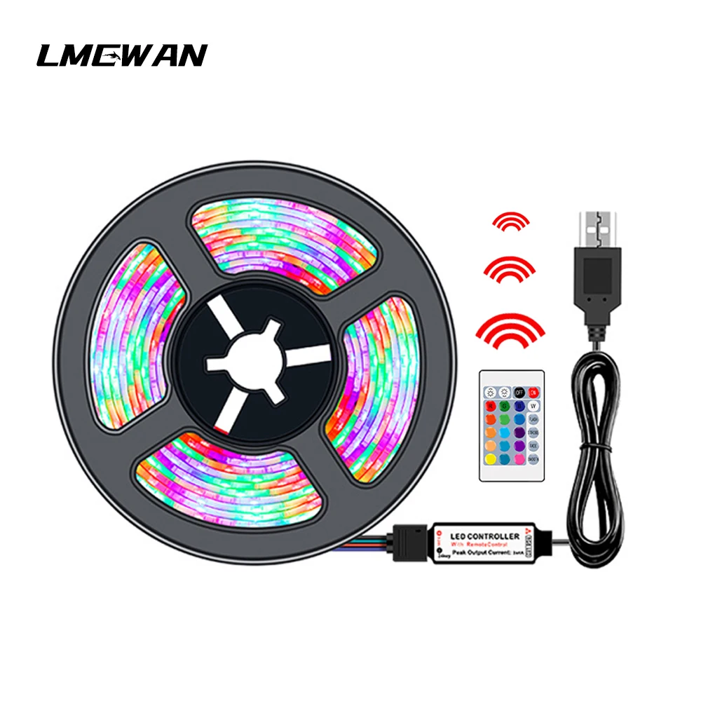 RGB USB Светодиодная Водонепроницаемая световая лента SMD2835 DC5V RGB16 с дистанционным