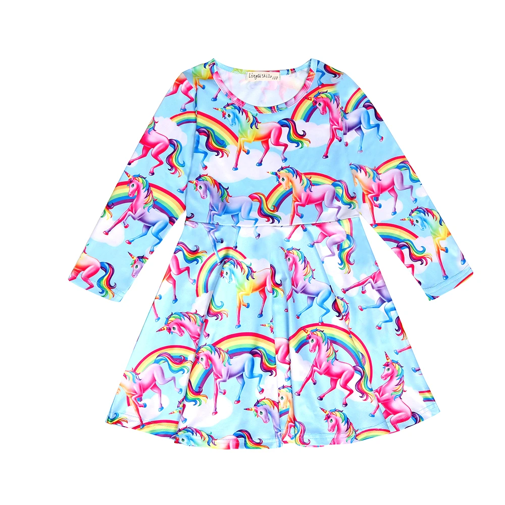 

Baby Girl Clothes Brand Girls Unicorn Dress Kids Girl Princess Dress Summer Kids Girls Unicorn Pajamas Milk Silk Fabric 8162