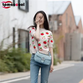 

Tpmaccool luxury designer Celebrity Inspired women T shirt Female Summer Sweet Short-Sleeve Pullover Woolen Knitted tshirt tops