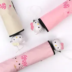 Helloo Kitty зонтик Анти-УФ зонтик дождь для женщин KT Cat милый зонт от солнца 3-складной зонтики для девочек для детей подарок идеи