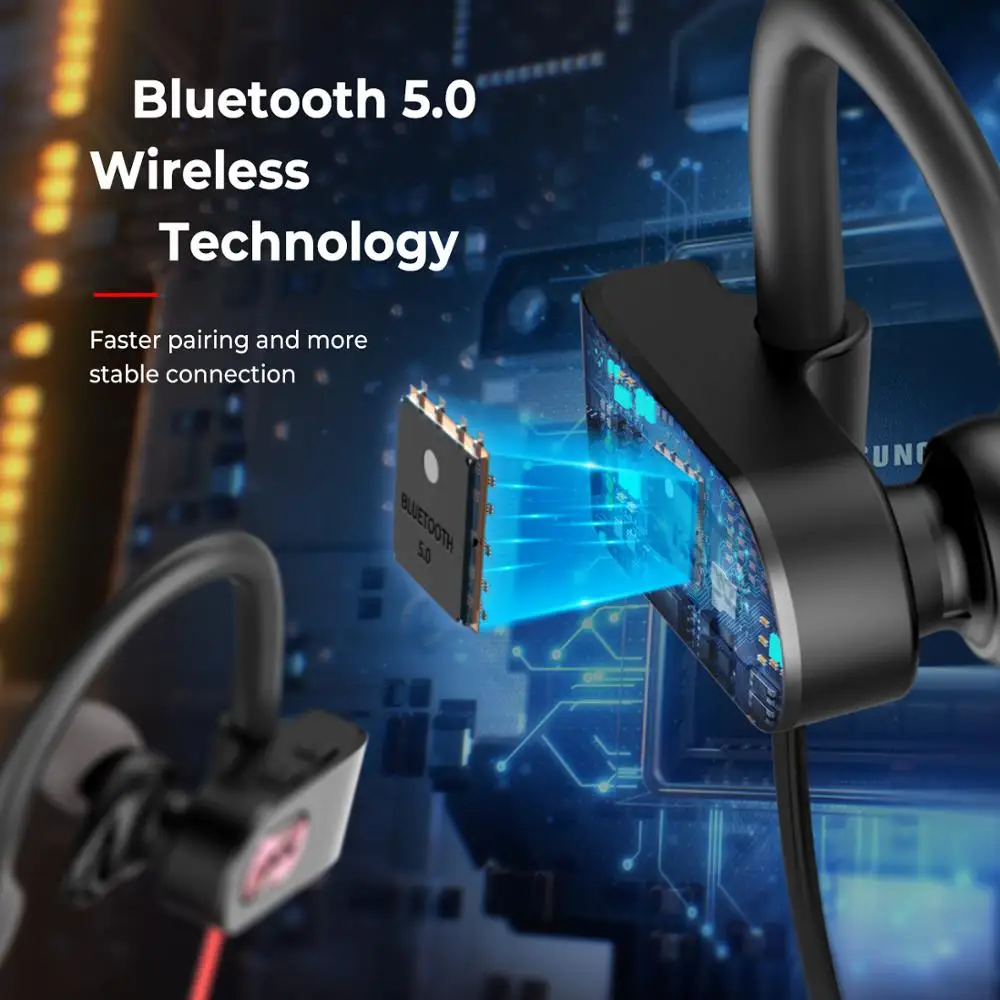 Mpow Flame 2 Sport Earphones Bluetooth 5.0 IPX7 Waterproof Earbuds 13 Hrs Long Standby CVC6.0 Noise Cancelling Earbuds with Mic