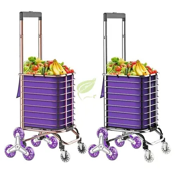 

Folding Portable Pull Cart Shopping Cart Buy Food Small Cart Trolley Cart Climbed Trolley Car Home Small Trailer