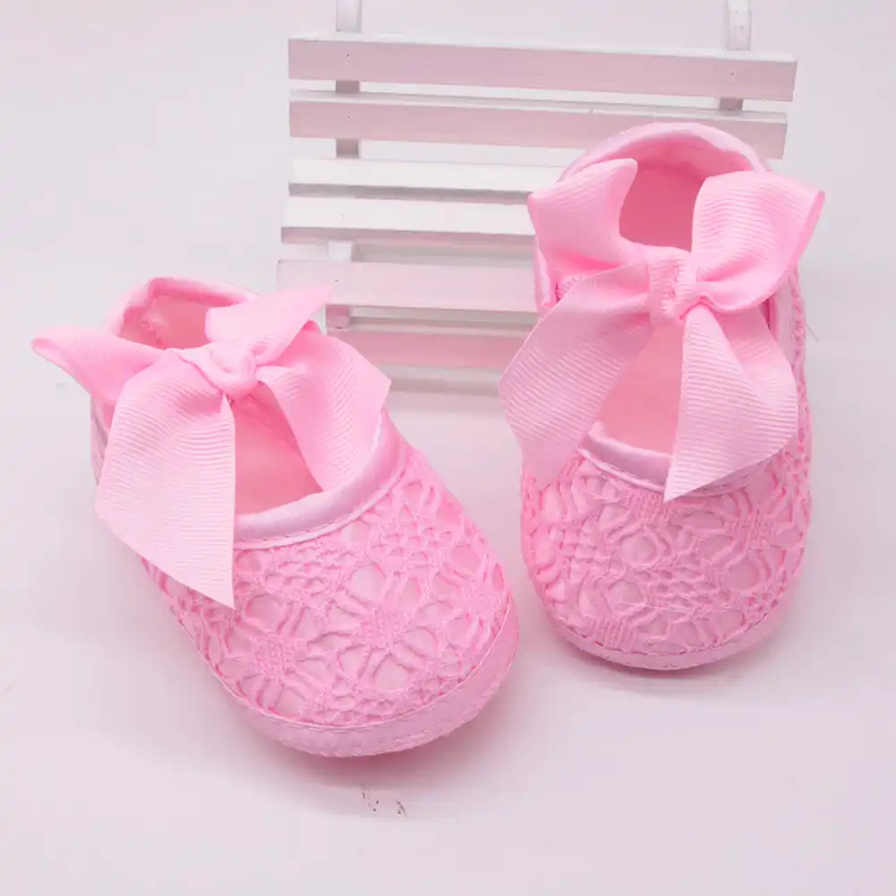erthome Newborn Cute Baby Girl Bow Lace Baby Single Shoes Toddler Shoes Soft Shoes Leran to Walk Essential