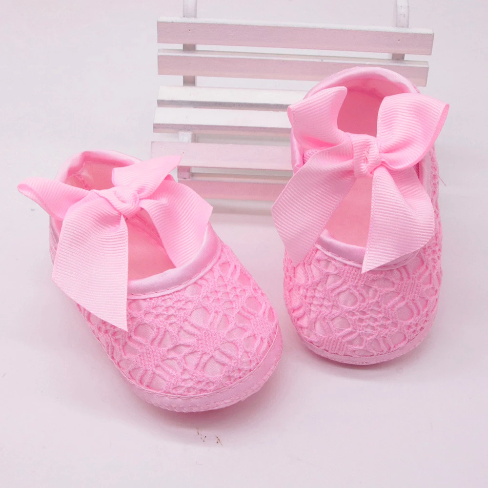 visitar Error comunidad Zapatos suaves para niña recién nacida, calzado de suela suave  antideslizante con lazo, calzado para cuna|Primeros pasos| - AliExpress