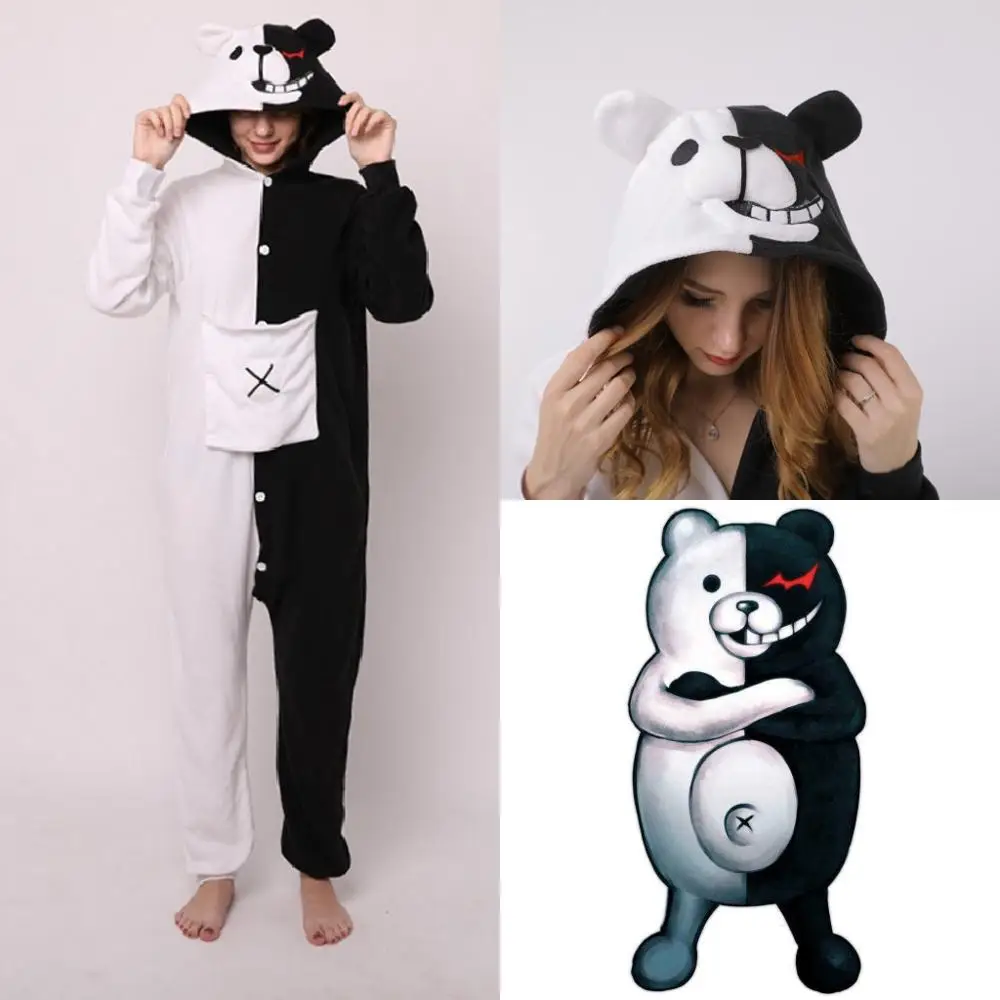 Danganronpa Monokuma унисекс для взрослых Kigurumi Пижама с рисунком животных; Косплэй пижамы Комбинезоны