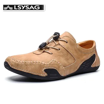 

Men Casual Shoes Luxury Brand 2020 Men Loafers Moccasins Breathable Lace Up Driving Shoes Microfiber Leather Flat Fashion Homme