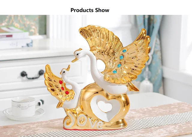2 ピース/セットモダンな白鳥のハイエンド手工芸品の像の装飾、リビングルームのワインキャビネット、感謝祭のギフト、クリスマスの装飾 2 ピース⁄セットモダンな白鳥のハイエンド手工芸品の像の装飾、リビング