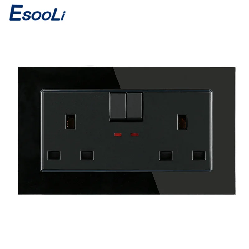 Esooli Великобритания Стандартный Настенный разъем питания 146 мм* 86 мм контрольная розетка британского стандарта 2A настенное зарядное устройство разъем адаптера розетка светодиодный индикатор питания