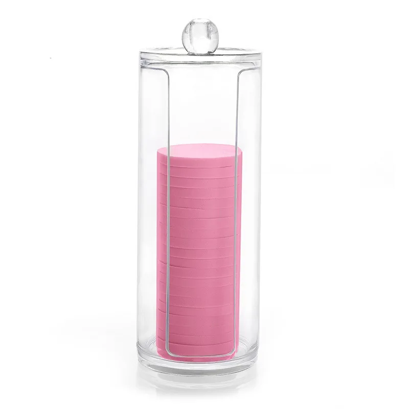 

Portable Cotton Swab Organizer Plastic Box Round Container Acrylic Storage Case Make Up Cotton Pad Box For Office Home Hotel