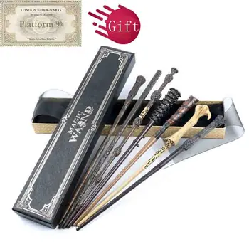 

10 Kinds Metal Core Magic Wands Potter Cosplay Lord Voldemort Luna Snape Hermione Magic Wand Give A Ticket with Gift Box Package