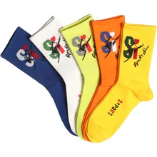 DROZENO/женские милые повседневные носки с буквенным принтом в полоску, яркие цвета, забавные носки в стиле Харадзюку