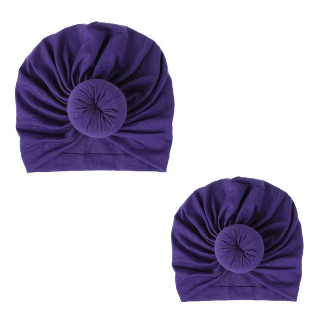 Fashion Mommy and Baby Cotton Round Ball Flower Hat Women Caps Girls Newborn Turban Knot Kids Adult Headwear Hair Accessories 2pcsmom and baby