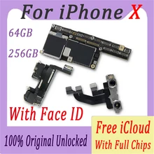 Оригинальная разблокированная материнская плата для iPhone X 10 с/без лица ID, бесплатный iCloud для iPhone X материнская плата 64 Гб/256 ГБ панель
