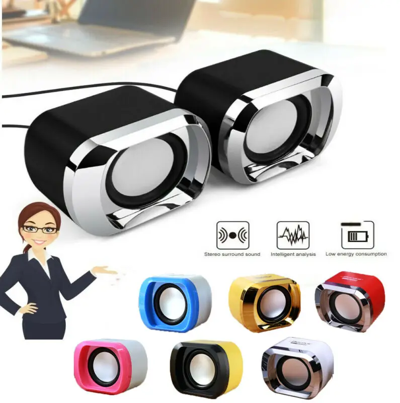 

Computer PC Speakers 2.0 USB Powered 2 Pcs Desktop Audio Laptop USB Portable Mini Sound Outdoor Home Speaker