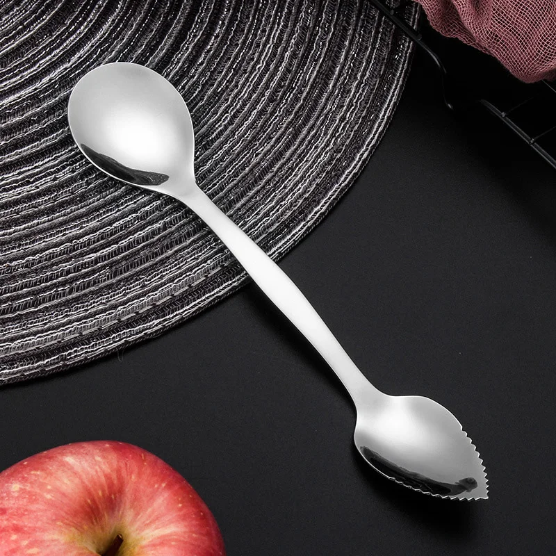 Нержавеющая сталь грейпфрут ложка-скребок зубчатые пилообразные края длинная ручка кухня SEP99