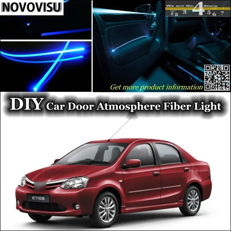 Novovisu для Toyota Etios интерьер окружающего света настройки атмосферу волокно оптическое Ленточные огни внутри двери Панель освещения настройки