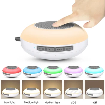 

CYBORIS LED Night Light Bluetooth Wireless Speaker Waterproof Touch Dimming Portable Mini Speaker 7 Color with TF Card&FM Radio