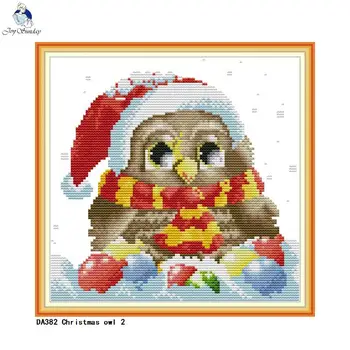

Christmas Owl Cross Stitch Kit Aida Canvas 14ct 11ct Counted Cross-stitches DIY Handmade Embroidery Needlework