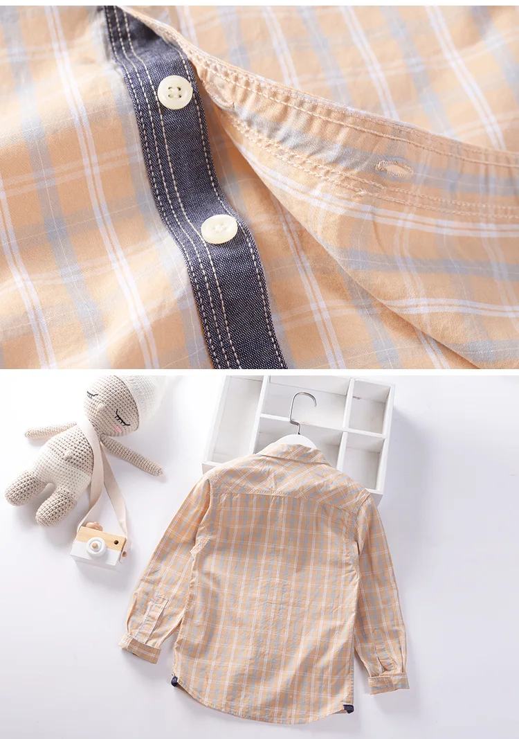 CHILDREN'S Shirt Fashion- Autumn New Style Plaid BOY'S Shirt BABY'S Top British Style Big Boy