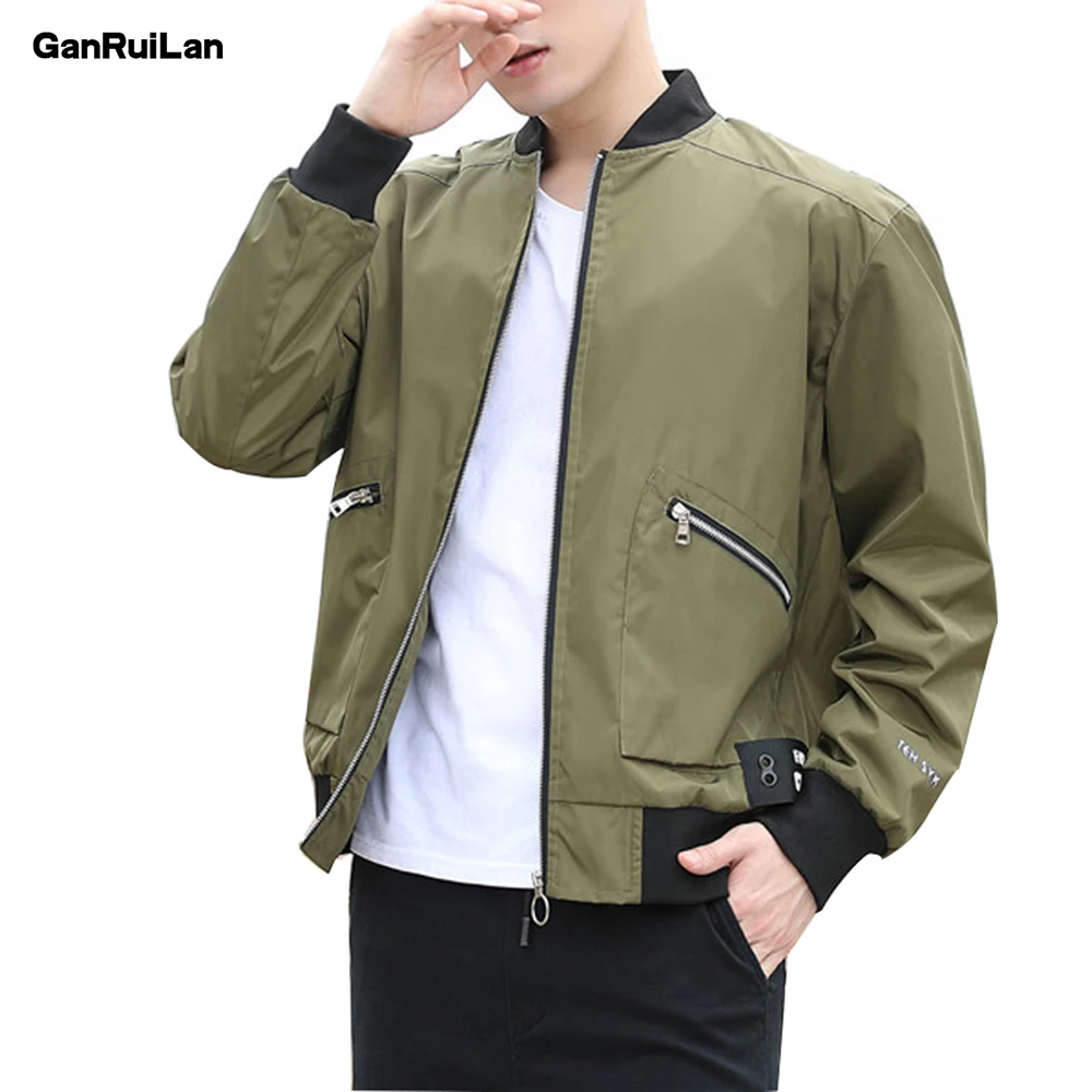 

2019 New Mens Jackets Spring Autumn Casual Coats Solid Color Mens Sportswear Stand Collar Slim Jackets Male Bomber Jackets 5XL