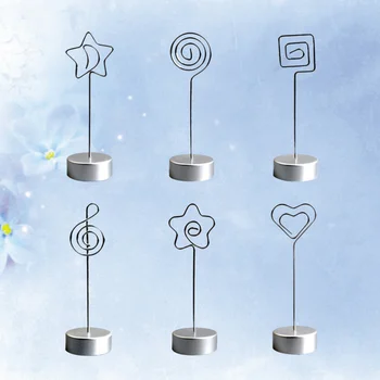 

6 pcs Message Memo Clips Metal Geometric Decoration Photo Display for Office Home