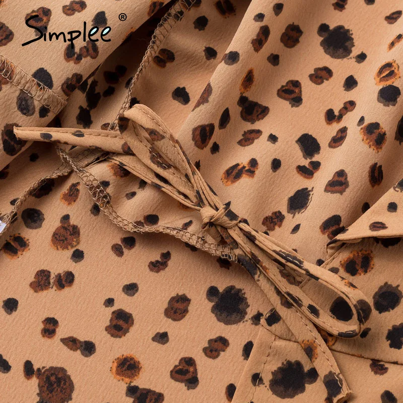 Simplee винтажная леопардовая женская блузка рубашка половина рукава v образный