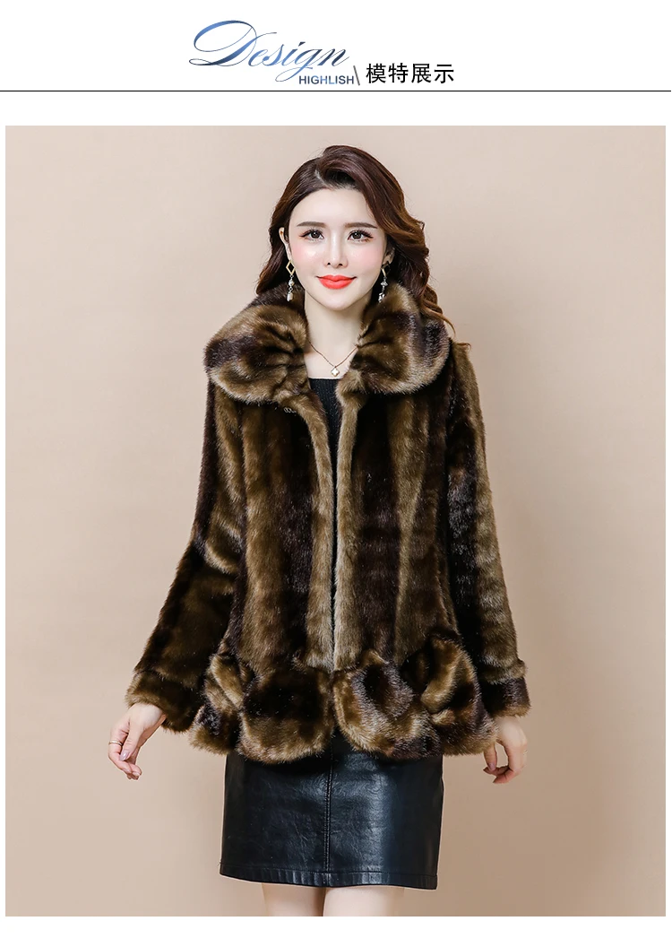 HANZANGL Luxury Plus Size Women Mink Fur Coat Winter Long Sleeve Warm Fur Jacket Women Clothes Free shipping