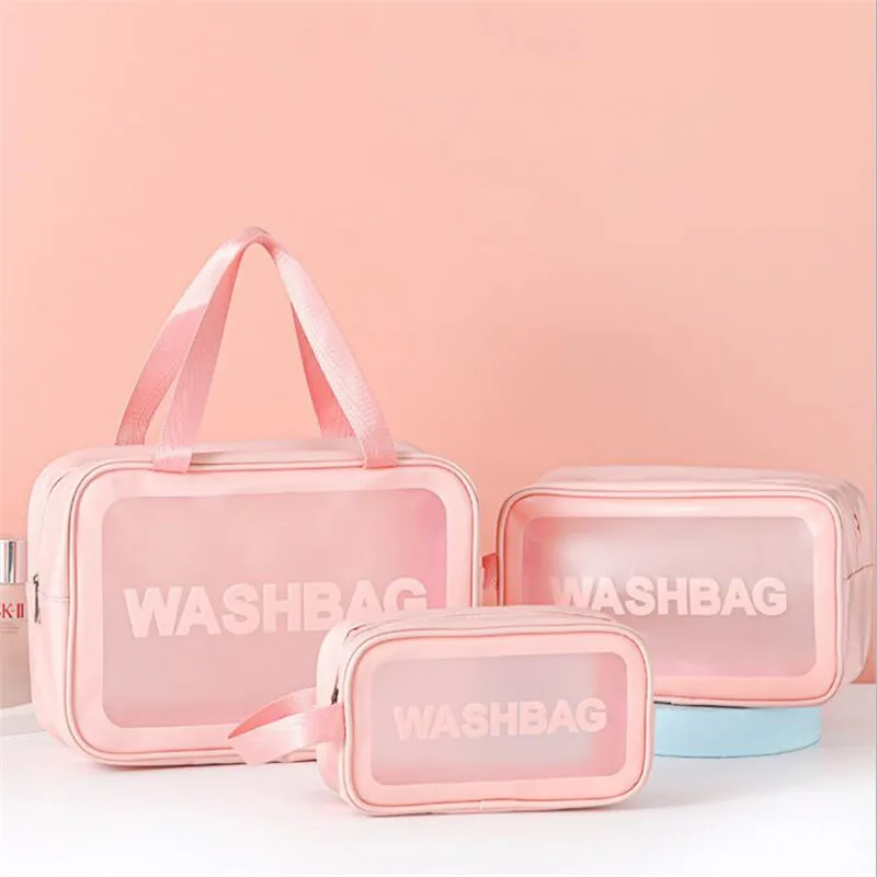 PU Women Travel Storage Bag Toiletry Organize Waterproof PVC Cosmetic Bag Portable Transparent MakeUp Bag Female Wash Bag 4