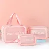 PU Women Travel Storage Bag Toiletry Organize Waterproof PVC Cosmetic Bag Portable Transparent MakeUp Bag Female Wash Bag 4
