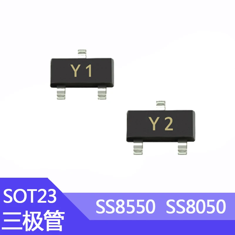 100pcs SS8550 SMD Transistor PNP SOT-23 Printing Y1/Y2 Double S High Current SS8050 S8050 S8550 2TY/J3Y