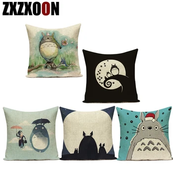 

Cotton Linen Cute Cartoon Animals Totoro Decorative Pillow Cushion Covercojines Decorativos Para Sofa Pillow Cover for Home