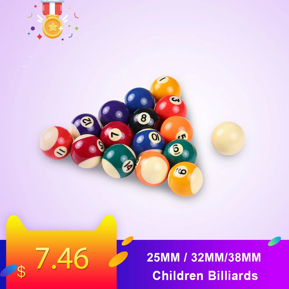 25 мм/32 мм/38 мм Детские бильярдные настольные мячи, набор полимерных маленьких бильярдных битков, полный набор 16 шт. мини бильярдных шаров