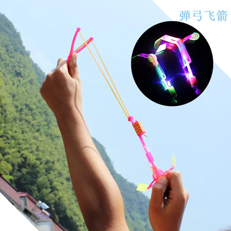 

50 PCs Flash Gift Rubber Band Catapult Slingshot Flying Fairy Glowing Toy Small Arrows Booth Goods Source New