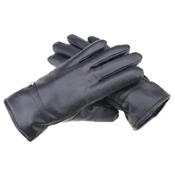

Cycling Gloves Solid Color Portable PU Leather Motorcycle Driving Fleece Gloves Men Touch Screen Thickened Gloves