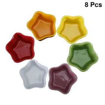 

8pcs Star-shaped Ceramic Mousse Cup Pudding Cup Roast Bowl Jelly Cake Mold Baking Tools (Random Color)
