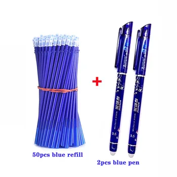 

52Pcs/Set Washable Handle Erasable Pen Magic Erasable Refill Rod 0.5mm Blue Black Ink Office School Writing Tool Cute Stationery