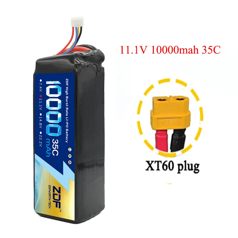 ZDF RC автомобиль Lipo батарея 2S 3S 7,4 V/11,1 V 10000mah 35C Max 70C XT90/XT60/T Разъем для Rc самолета Traxxas автомобиль RC грузовик - Цвет: 11.1v XT60 plug