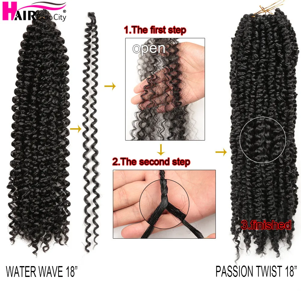 18-22inch Long Passion Twist Crochet Hair Extensions Synthetic Water Wave Braiding Hair Bohemia Crochet Braids Hair Expo City