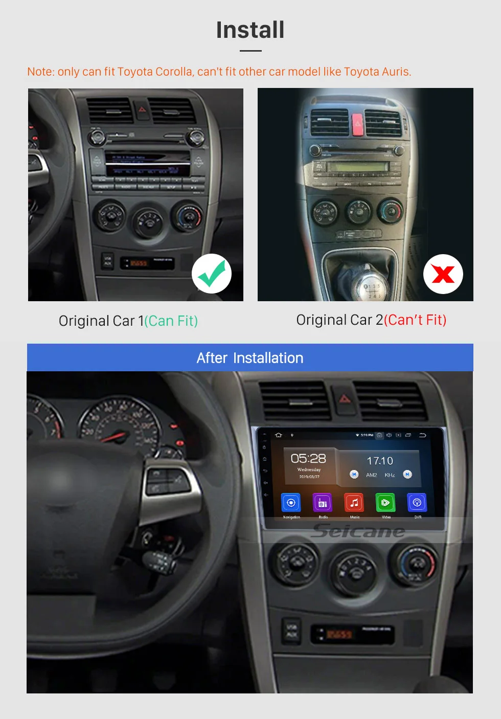 Seicane " Android 9,0 ram 4 Гб ips Автомобильный gps для 2006-2009 2010 2011 Toyota COROLLA мультимедийный плеер радио встроенный carplay RDS