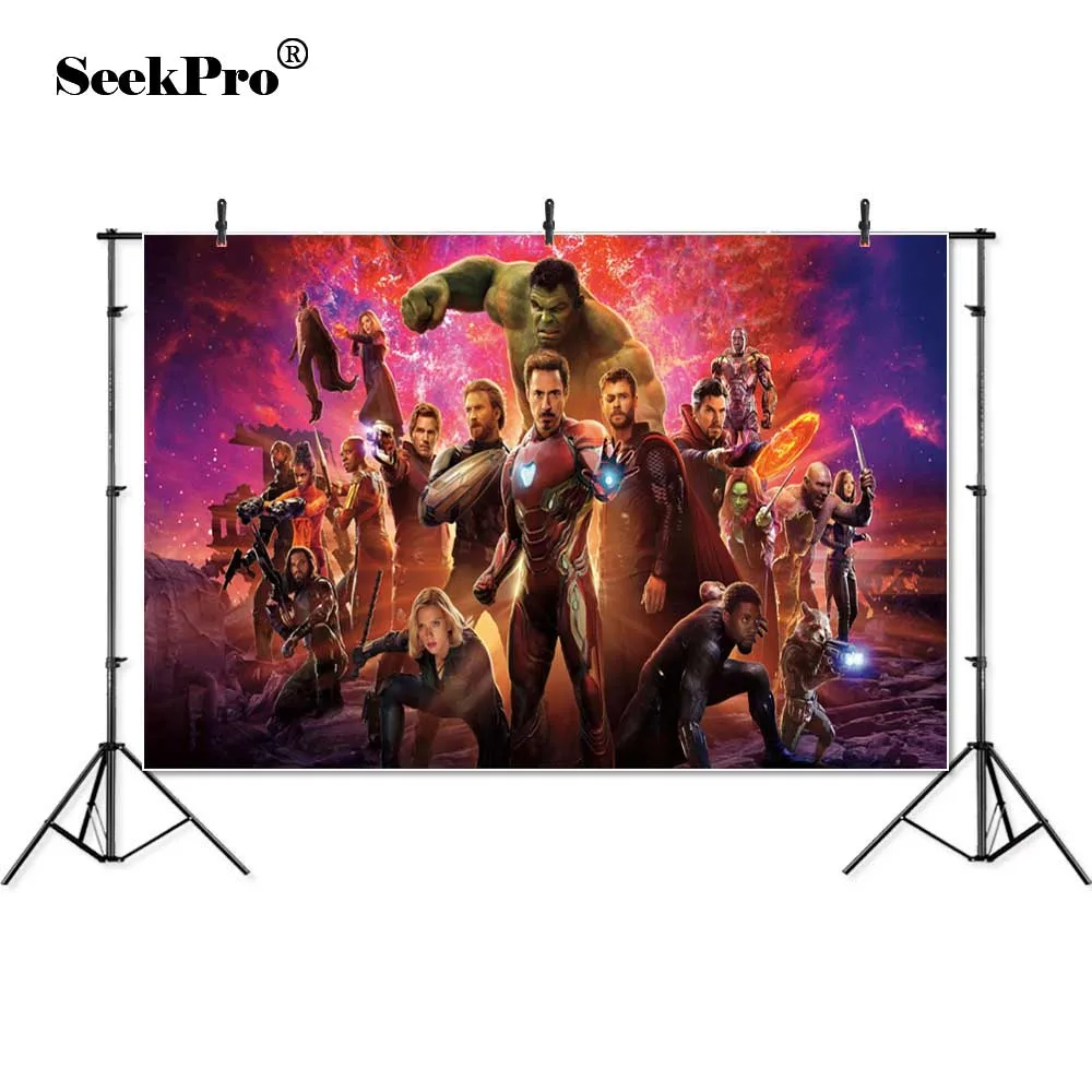 

Vinyl Backgrounds Avengers Super Hero Thanos Captain America Spider man Planet Custom Photo Studio Backdrop Polyester Banner