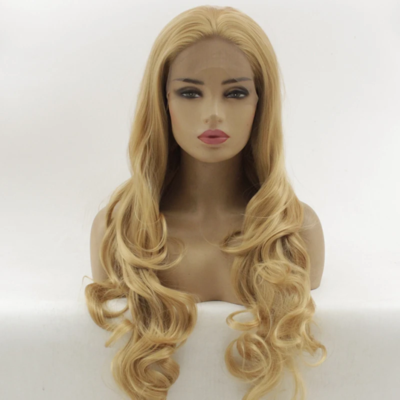 Парики из искусственных волос на кружевной основе натуральные волосы блонд#613 смешанный белый платиновый блонд мягкие синтетические парики термостойкие волосы - Цвет: HM86