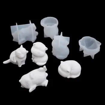 

3D Cute Cat Soap Molds Pet Cats Gumpaste Cake Mold Baby Cat Molds Fondant Cake Decor Resin Casting Tools Art Crafts