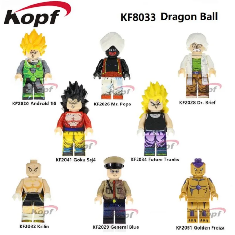 KF8033 8Pcs No Box 8 шт./компл. KF6042 строительный блок Z фигурки Dragon Balls Majin Buu готенкс Broli Сон Гоку кирпичи куклы для Детский подарок игрушки - Цвет: KF8033 8Pcs No Box