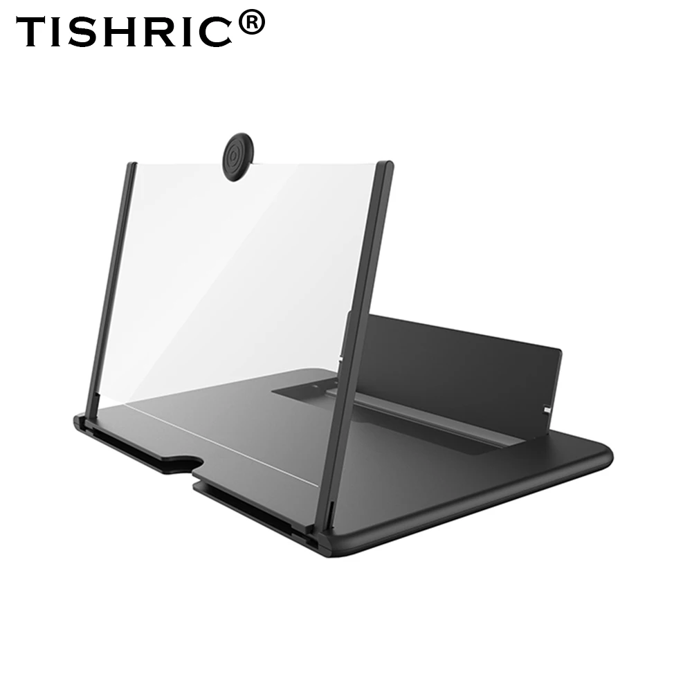TISHRIC мобильный телефон HD Проекционный кронштейн держатель телефона Подставка для телефона 3D HD экран лупа для смартфона планшета - Цвет: TSR753-Black