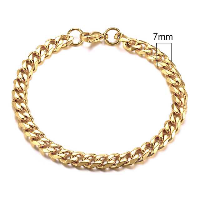 Vnox Mens Simple 3-11mm Stainless Steel Curb Cuban Link Chain Bracelets for Women Unisex Wrist Jewelry Gifts