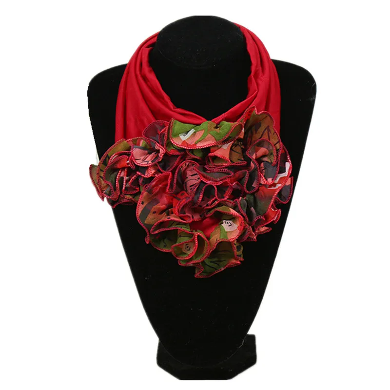 New Trend Women Scarf Floral Collar Scarf Luxury Big Flower Neckerchief Ring Neck Scarves Fashion Bandana Head Hijab For Ladies - Цвет: AY14