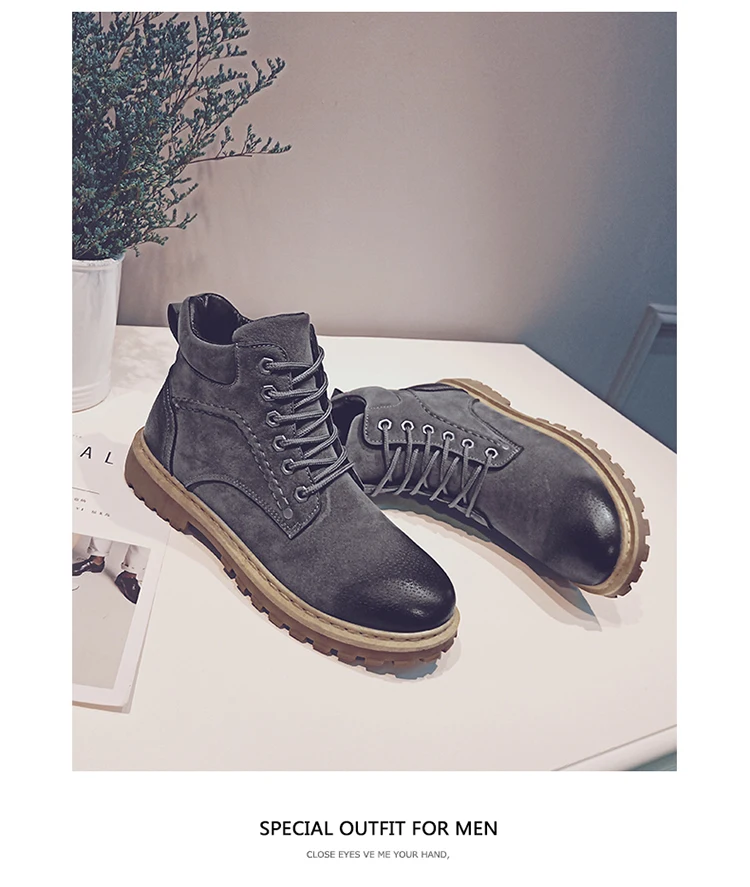 Winter Men Boots Classic Outdoor Ankle Boots Male Lace Up Anti-slip Booties Martin Shoes Vintage British Military Combat Boots