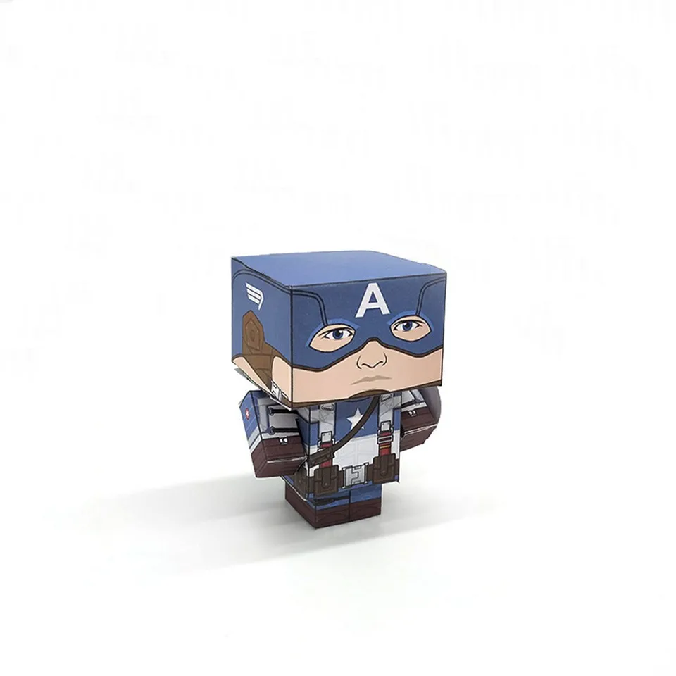 Нет клея Marvel Мстители Капитан Америка Складная 3D бумажная модель бумажное ремесло Аниме Фигурка DIY Cubee для детей взрослых ремесло игрушка CS-004
