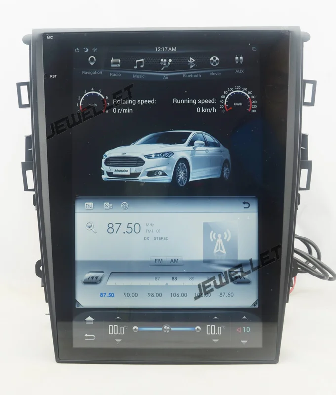 12," tesla стиль вертикальный экран android 6,0 четырехъядерный 1+ 32G Автомобильный gps Радио навигатор для ford Mondeo 2013